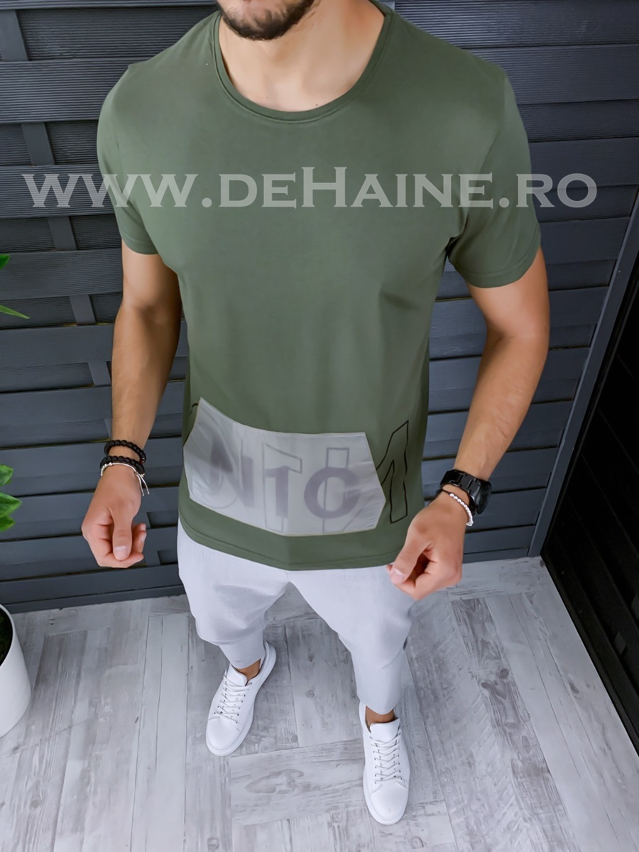Tricou barbati kaki slim fit ZR B1011 M7-1